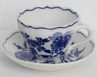 Hutschenreuther - Blau Zwiebelmuster - Tazza Caffe con piattino