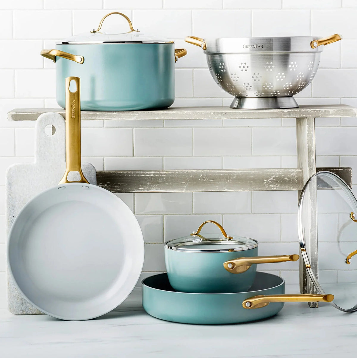 GreenPan - Set Padelle Padova Reserve Smokey Sky Blue 26+30 cm Antiaderente PFAS-Free per una Cucina Sana