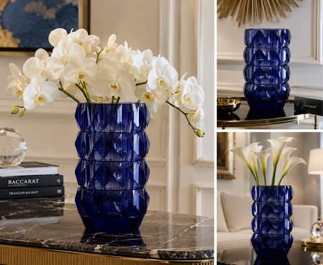 Baccarat - Louxor Midnight Vaso in Cristallo Blu 23 cm