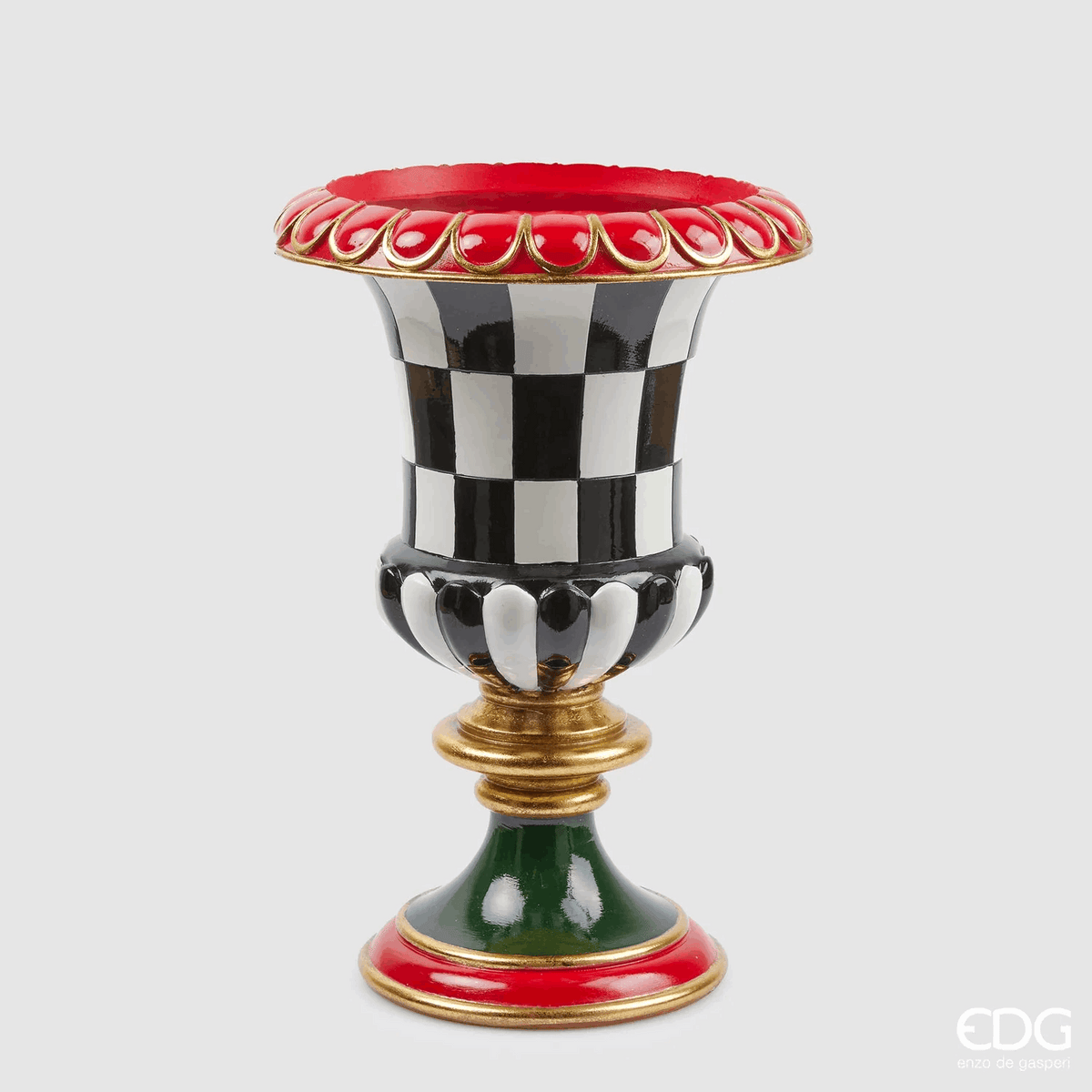 EDG Enzo De Gasperi -  Vaso Natalizio Scacchi Coppa H41 D27 cm