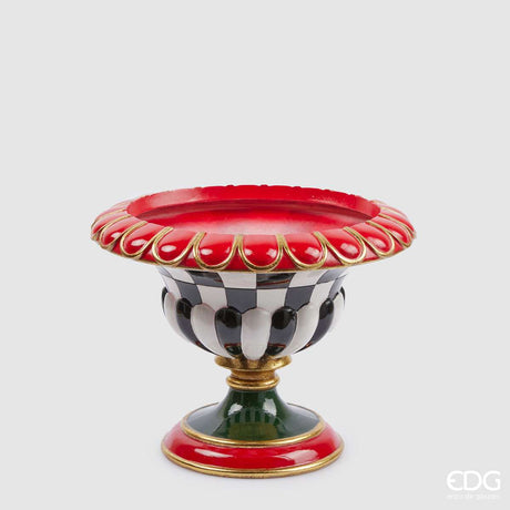 EDG Enzo De Gasperi Vaso Natalizio Scacchi Coppa H26 cm D33 cm