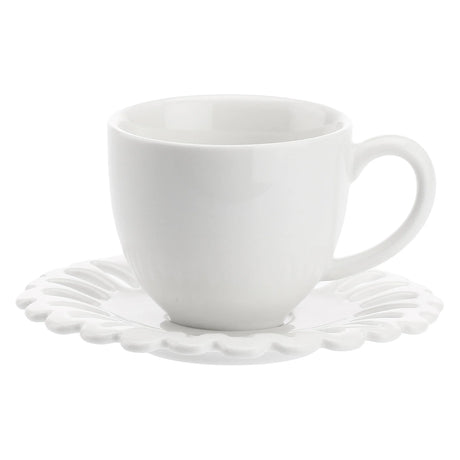 La porcellana bianca - Giulietta - Tazza Caffè con piattino Traforato - Set da 6 pz