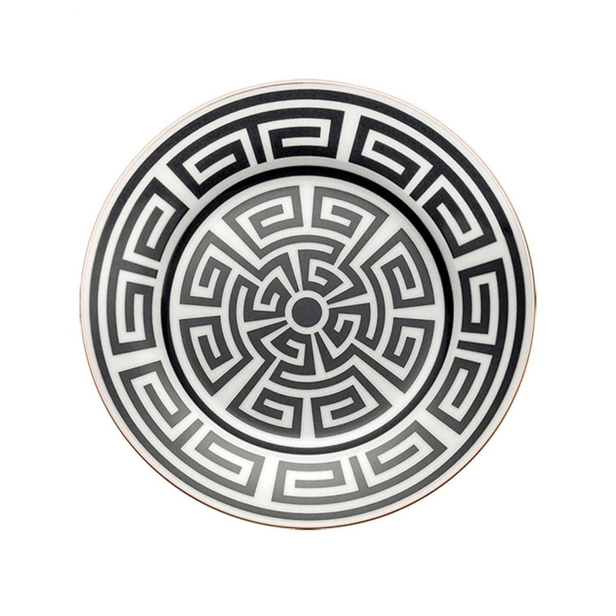 GINORI 1735 - LABIRINTO NERO E PLATINO Servizio di piatti Set di 18 pezzi per 6 persone.