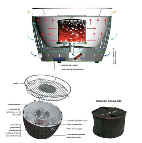 Lotus Grill - Barbecue portatile XL grigio antracite