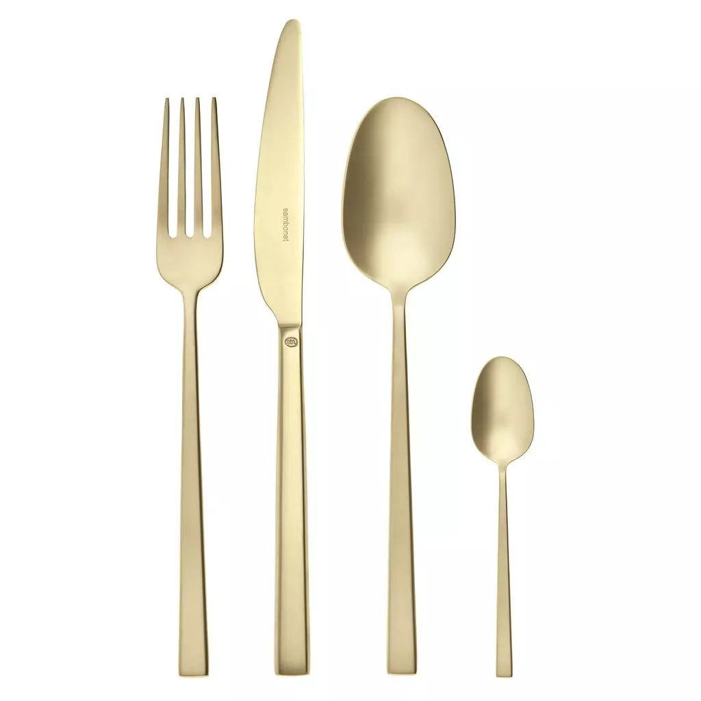 Sambonet - Rock - Servizio posate 24 pezzi Antique PVD Champagne